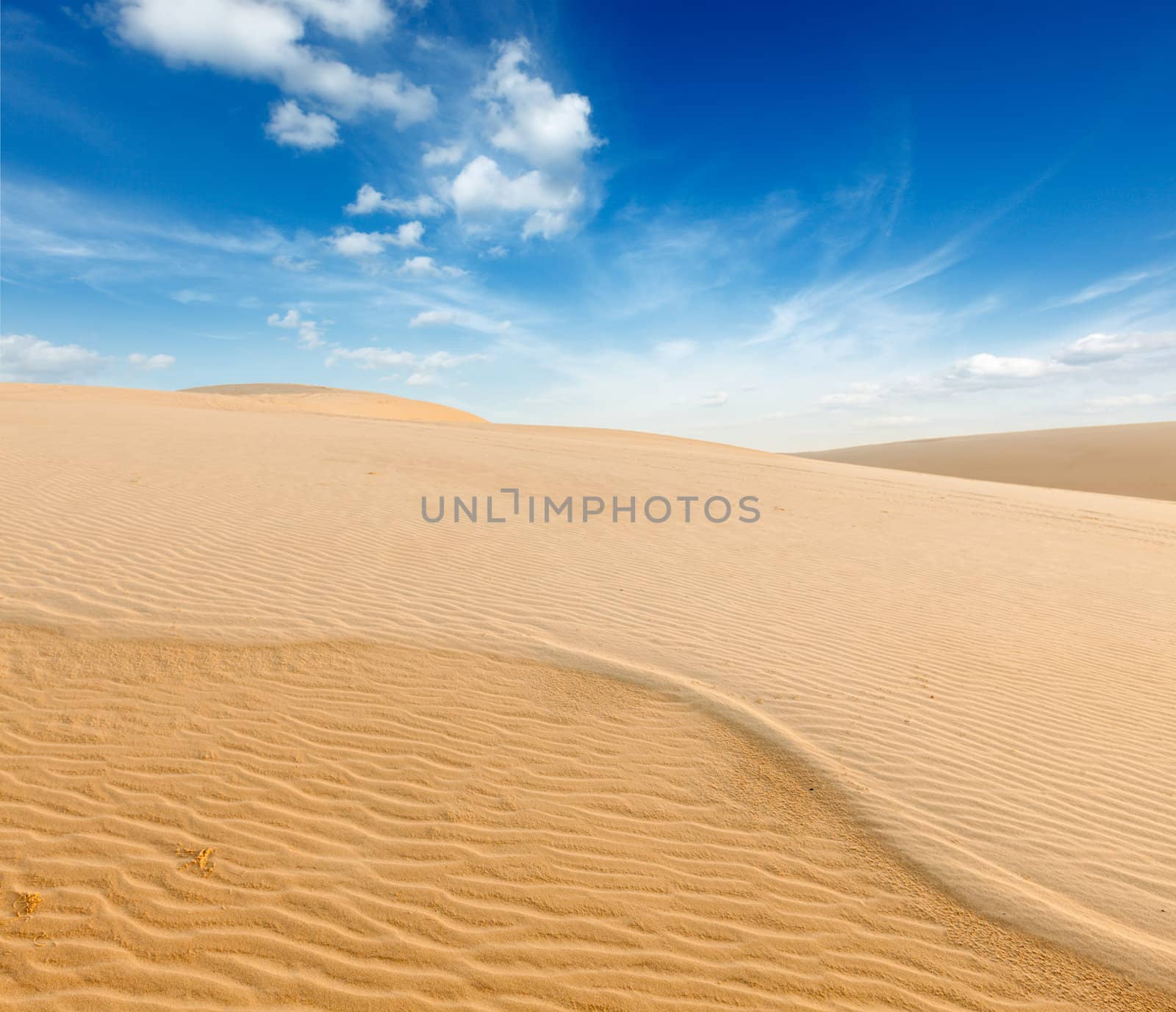 White sand dunes on sunrise, Mui Ne, Vietnam