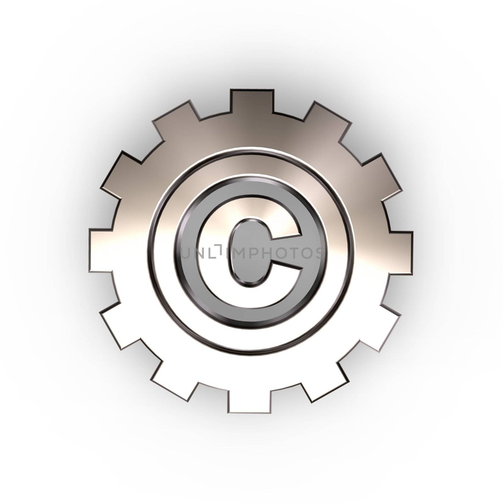 copyright symbol in gear wheel - 3d illustration