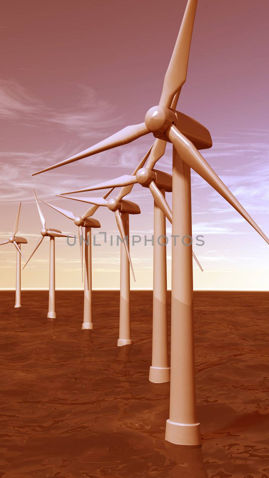 Offshore wind turbines in portrait by shkyo30