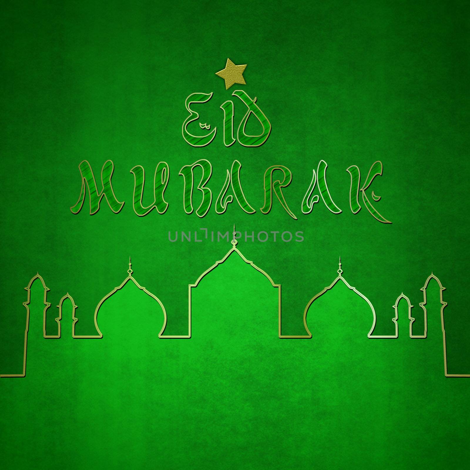 Eid Mubarak Green Themed Greeting by SorayaShan