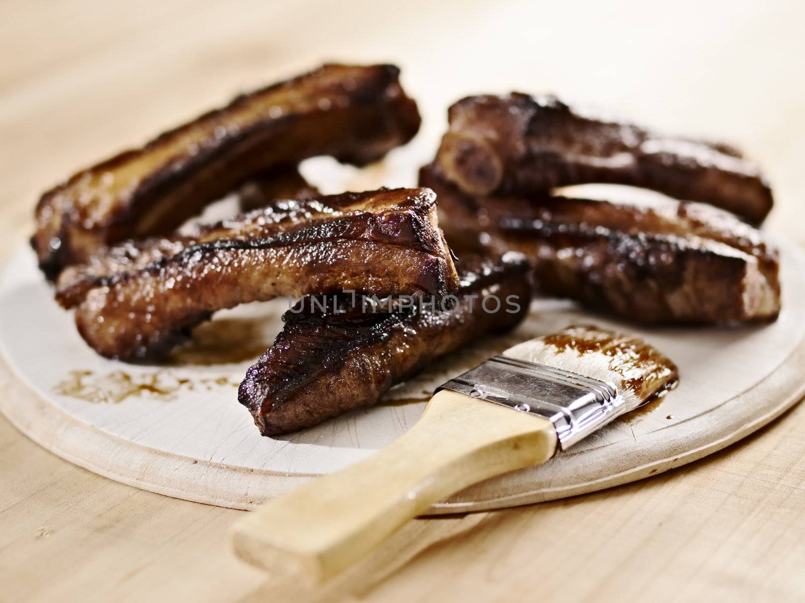 close up of barbecue pork ribs