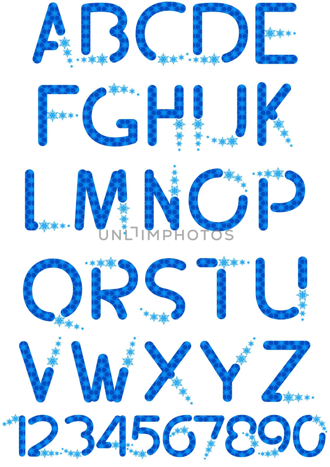 alphabet with snowflakes by rodakm