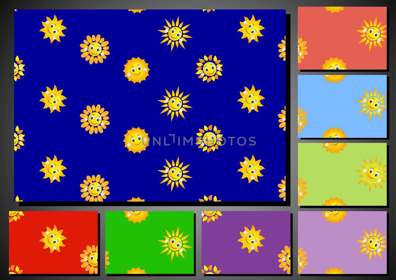 set of seamless backgrounds with the sun