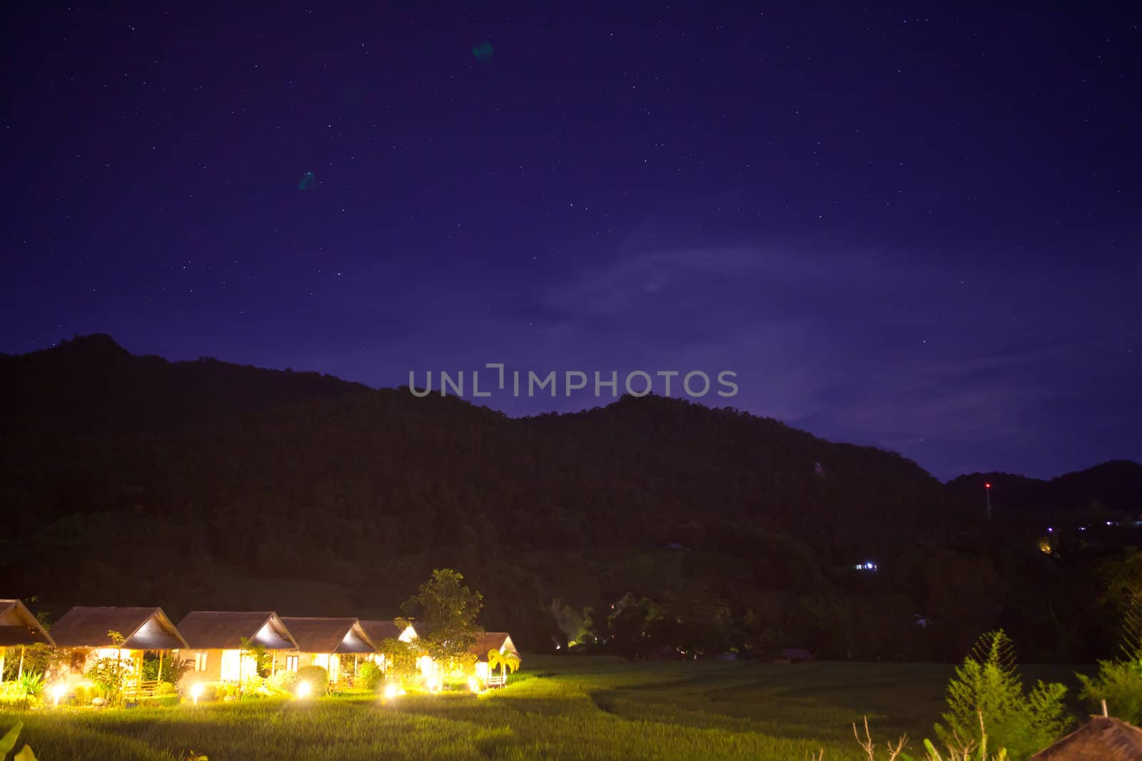 Village with green field in Pai Maehongson ,Thailand