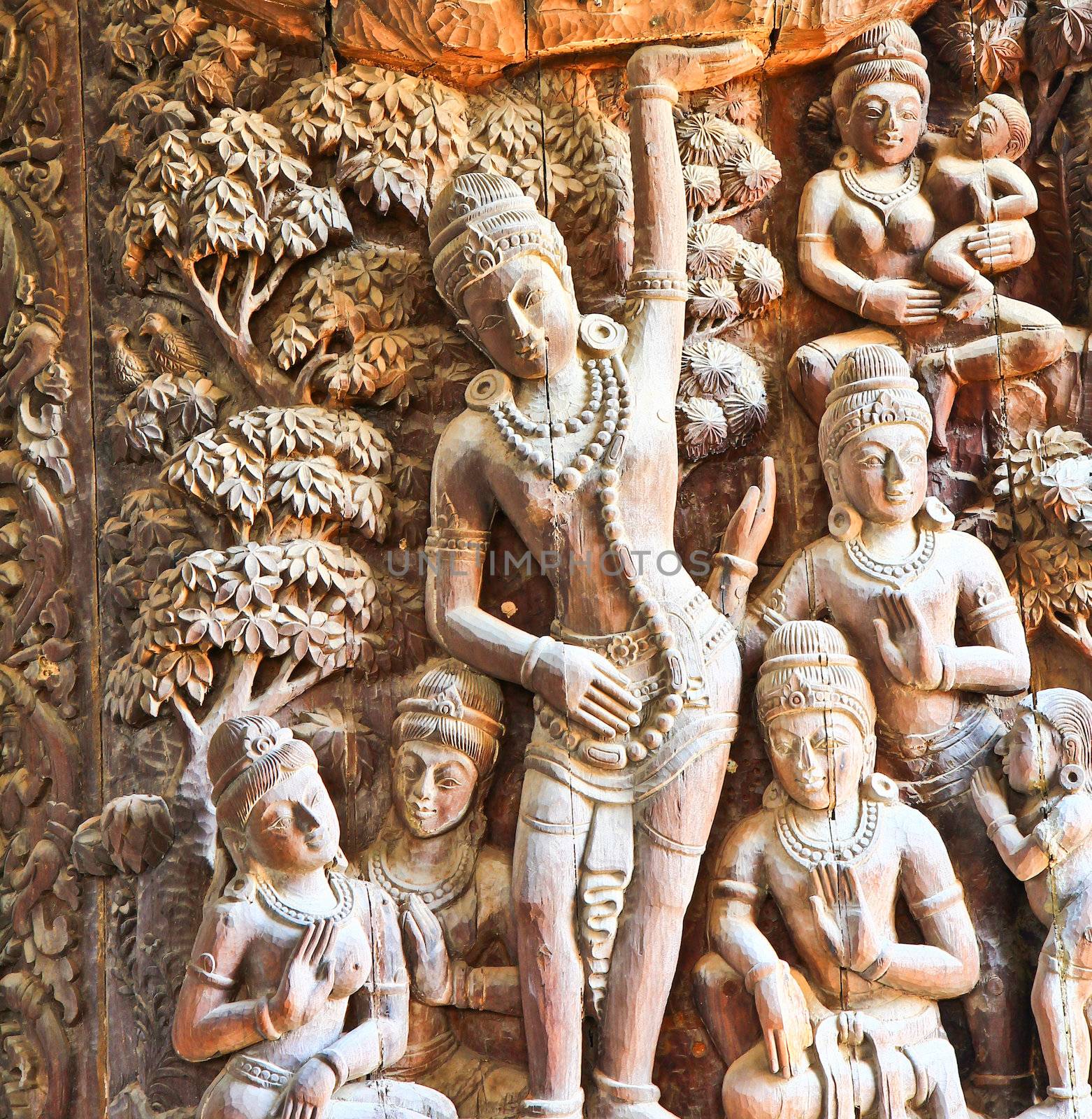 Wood carving Chonburi thailand by Photoguide