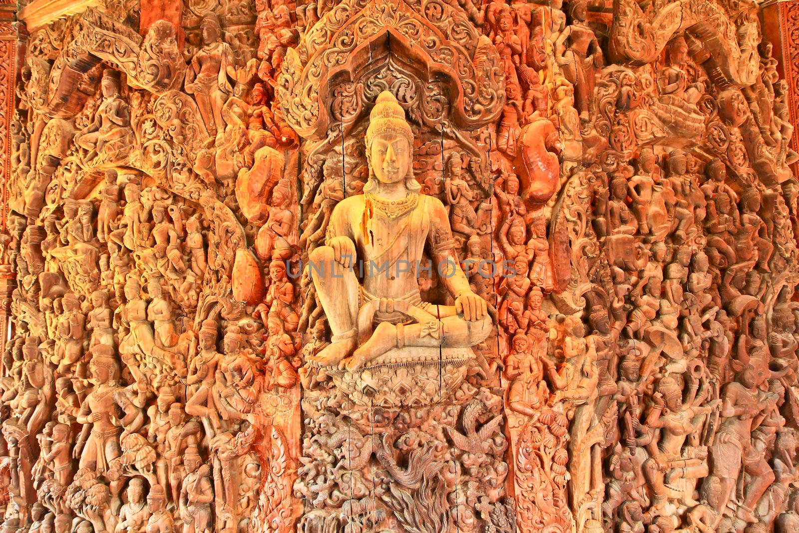 Wood carving Chonburi thailand by Photoguide