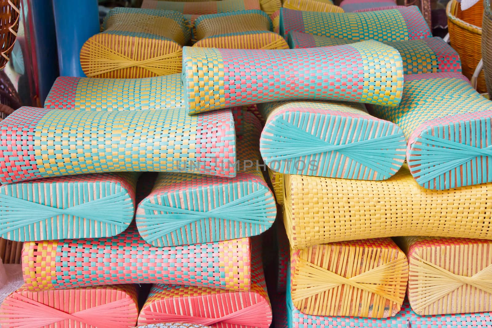 plastic pillows in indochina market, thailand