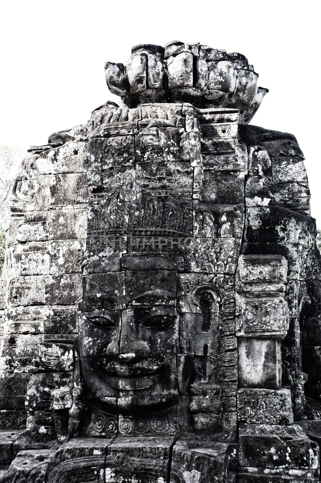 Faces of Bayon temple,Angkor Wat stone carvings of faces,Cambodi by Yuri2012