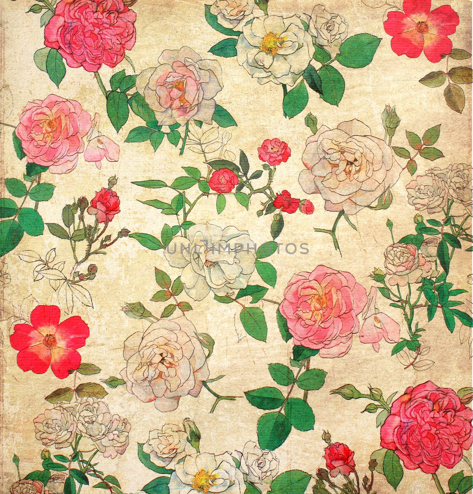 Floral vintage wallpaper for background by nuchylee
