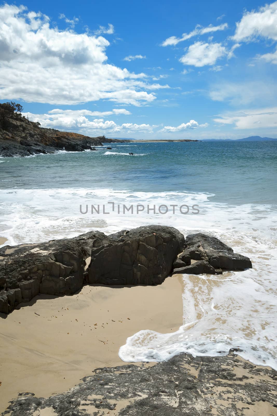 An image of a beautiful beach and the blue sky