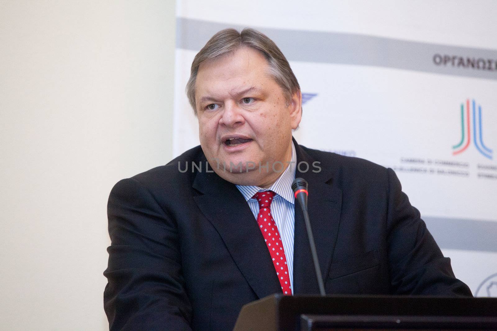 Evaggelos Venizelos, Greek Minister of Finance gives his speech by Portokalis