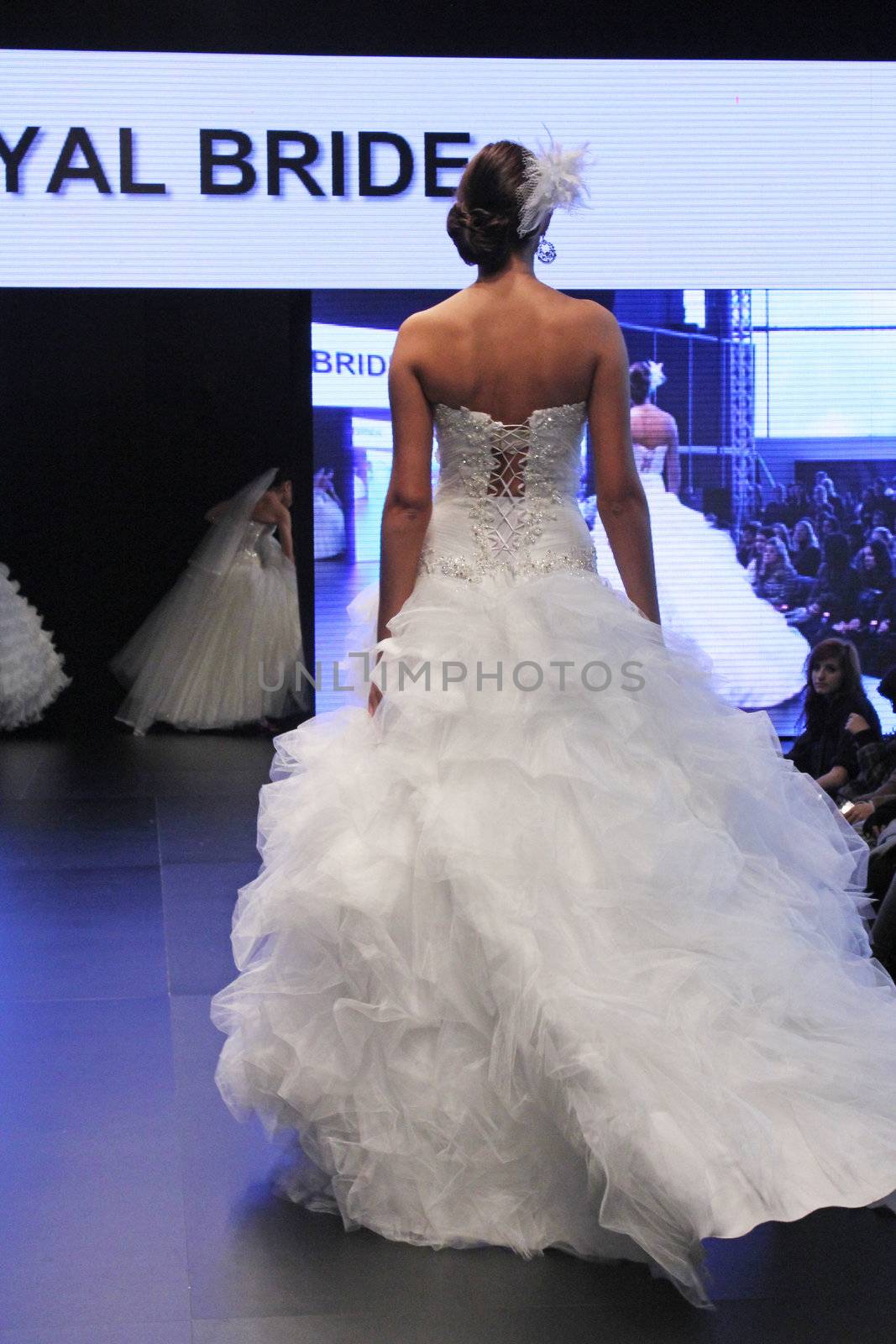 ZAGREB, CROATIA - OCTOBER 27: Fashion model wears wedding dress made by Royal Bride on 'Wedding days' show, October 27, 2012 in Zagreb, Croatia.