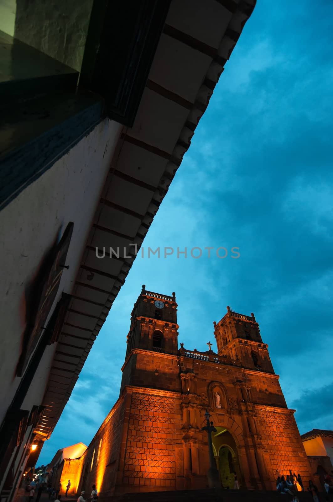 Cathedral of Barichara shot at the blue hour.