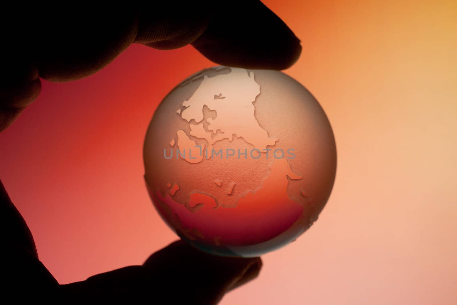 Earth Planet - crystal ball globe, engraved ornament