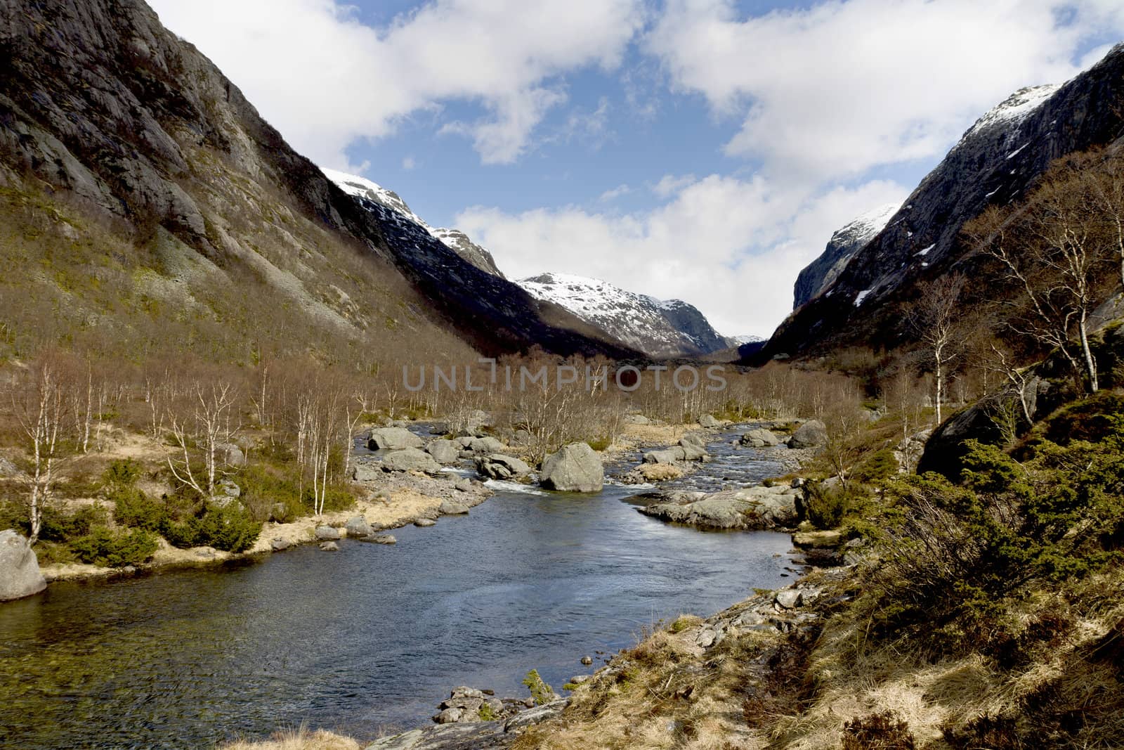 rural valley with riveron norway by gewoldi