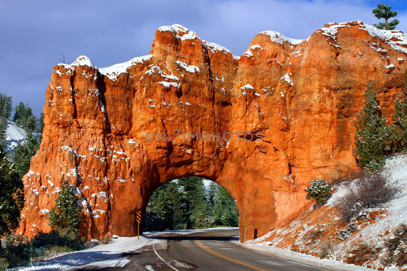 Rock Tunnel through the Red Canyon of Dixie National Forest in Utah.