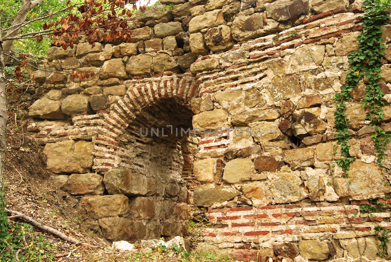 Ancient roman Balkan fortress wall by varbenov
