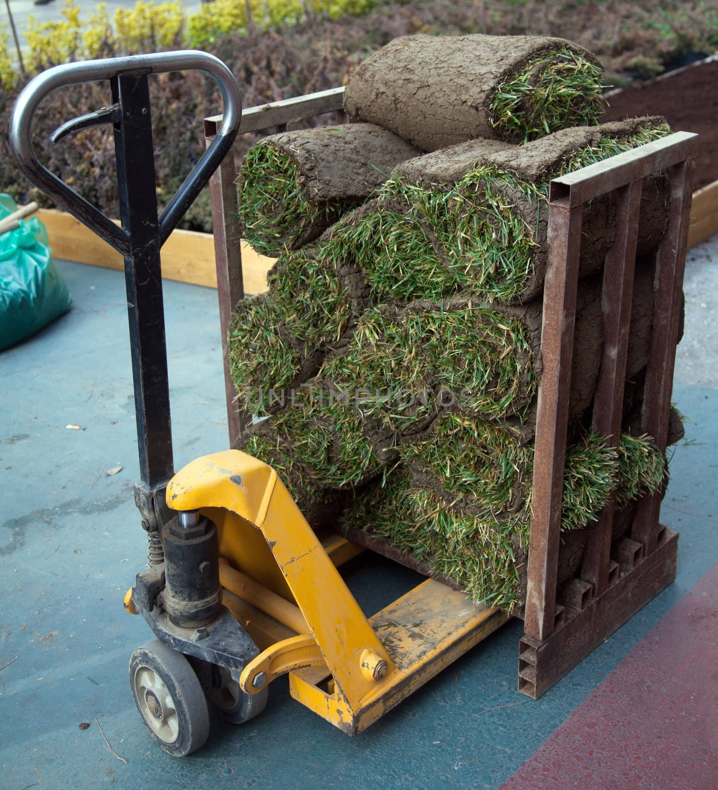 Turf on transport truck by Portokalis