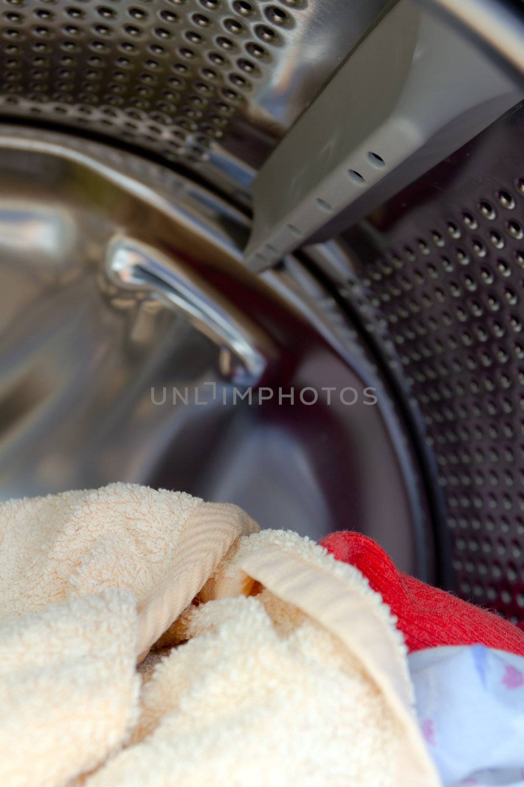  Towels in an open washing machine