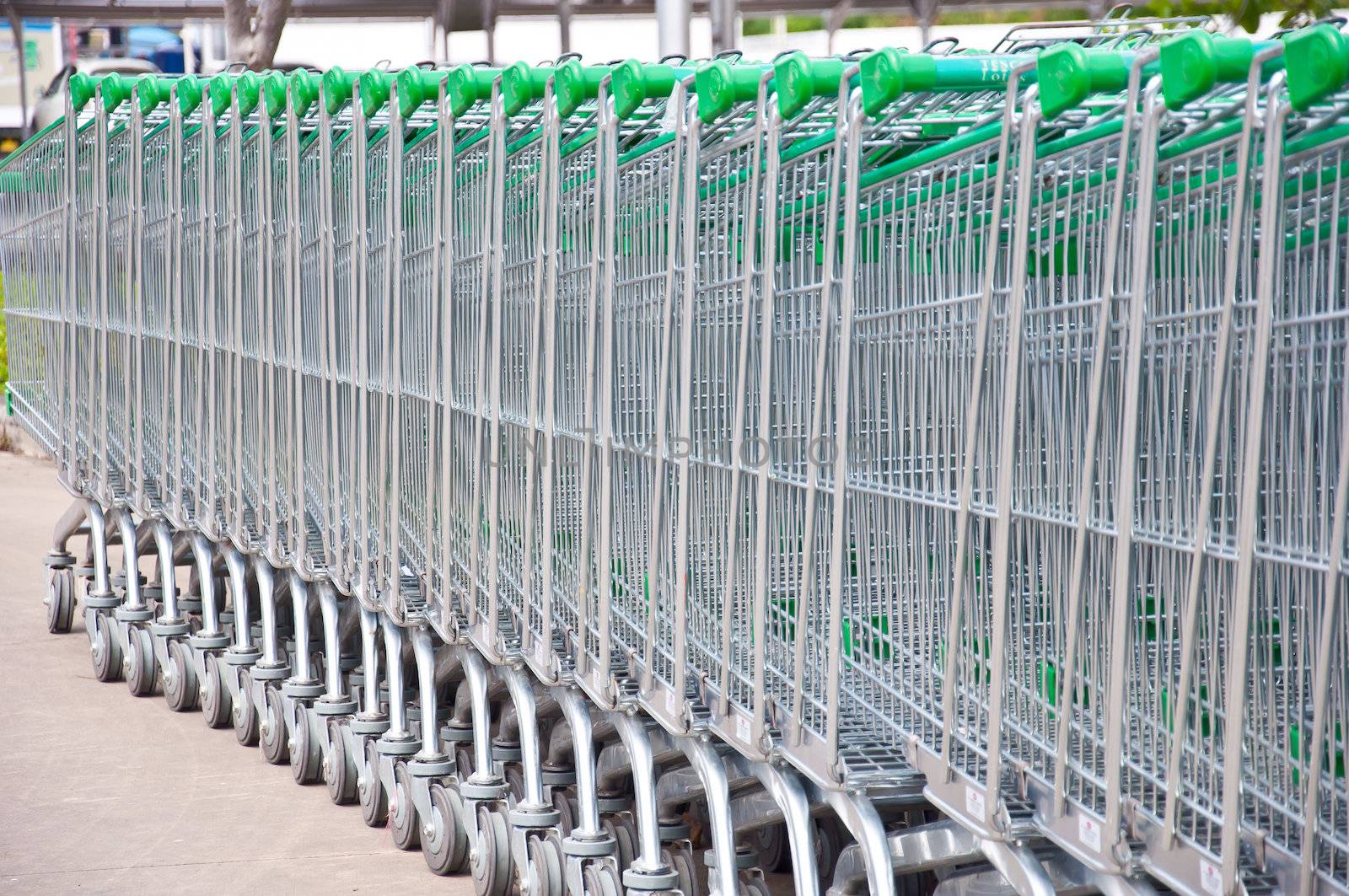 row of supermarket car