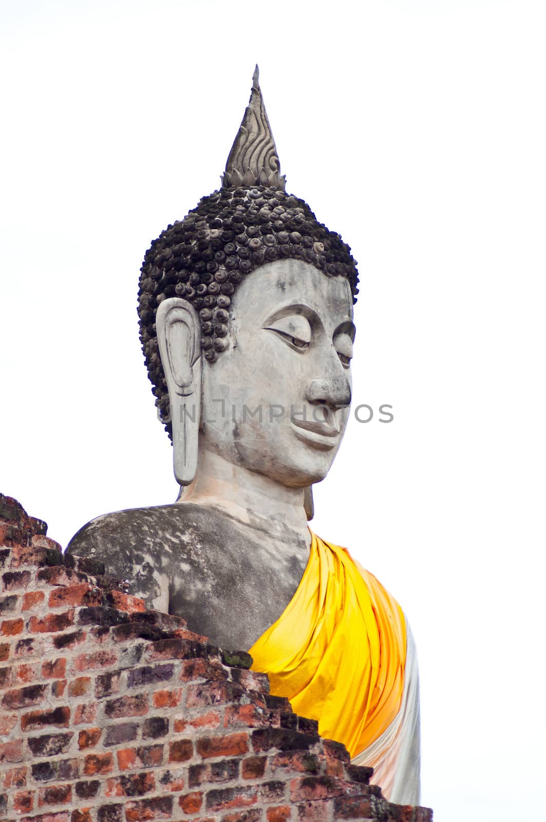 old Buddha statue  in the temple  Thailand country