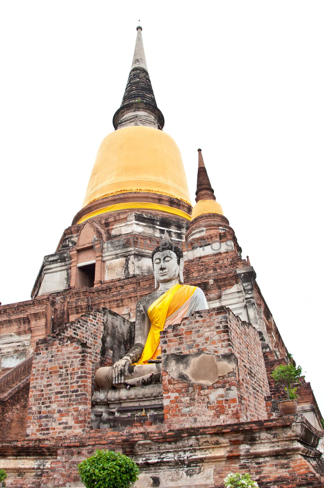 old Buddha statue  in the temple  Thailand country