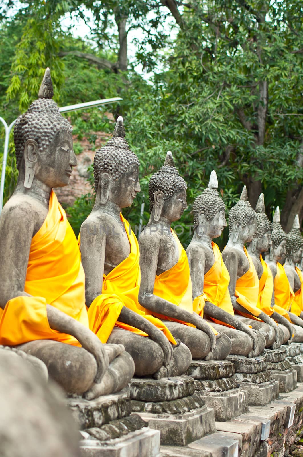 old Buddha statue  in the temple  Thailand country