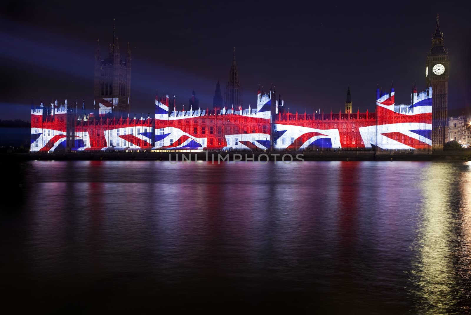 Union Flag Projection on the Houses of Parliament by chrisdorney