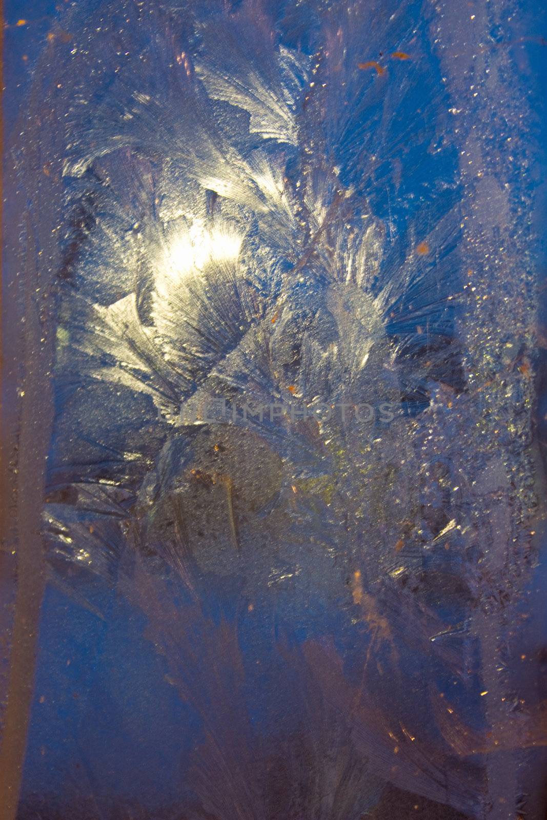 Frozen glass cold winter night
