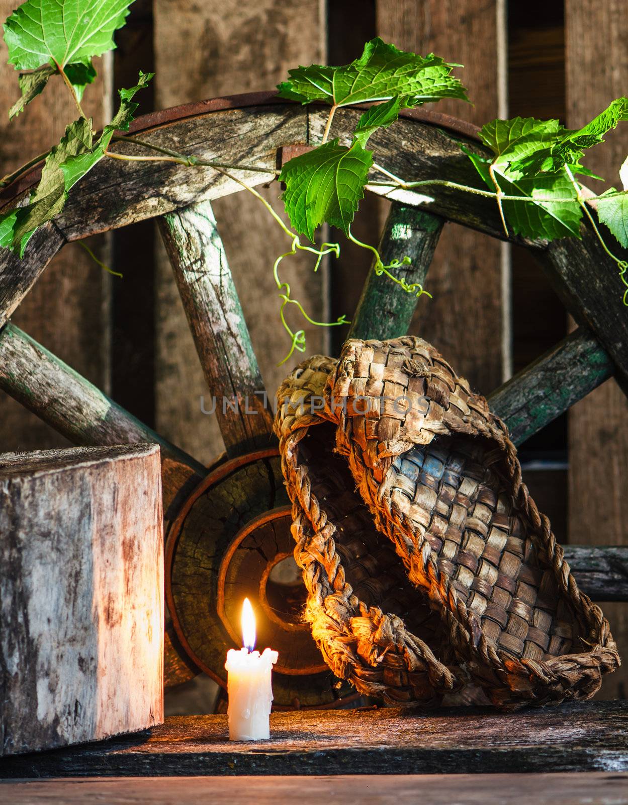 Retro still life with objects of ancient household utensils