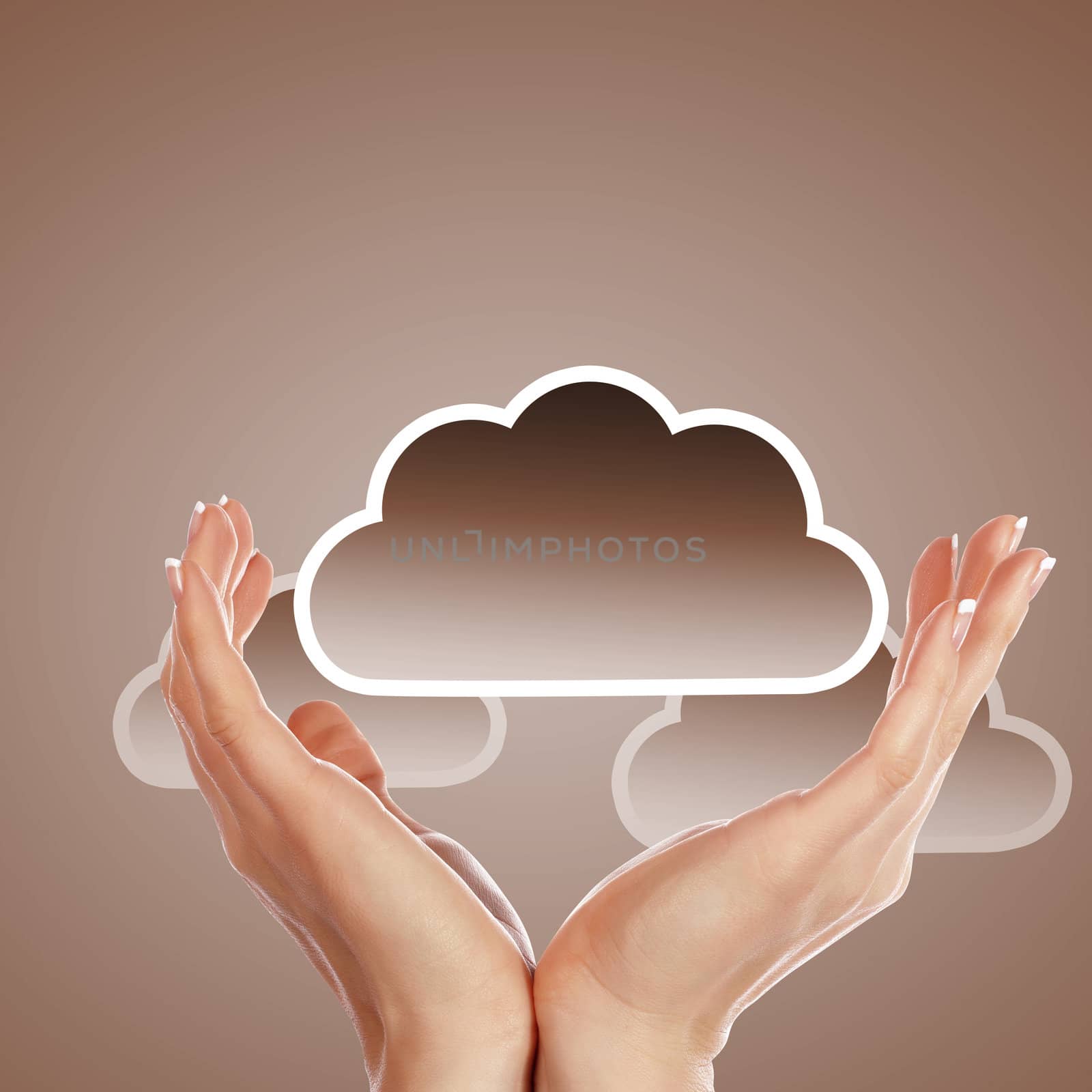 Hand with cloud computing symbol by sergey_nivens