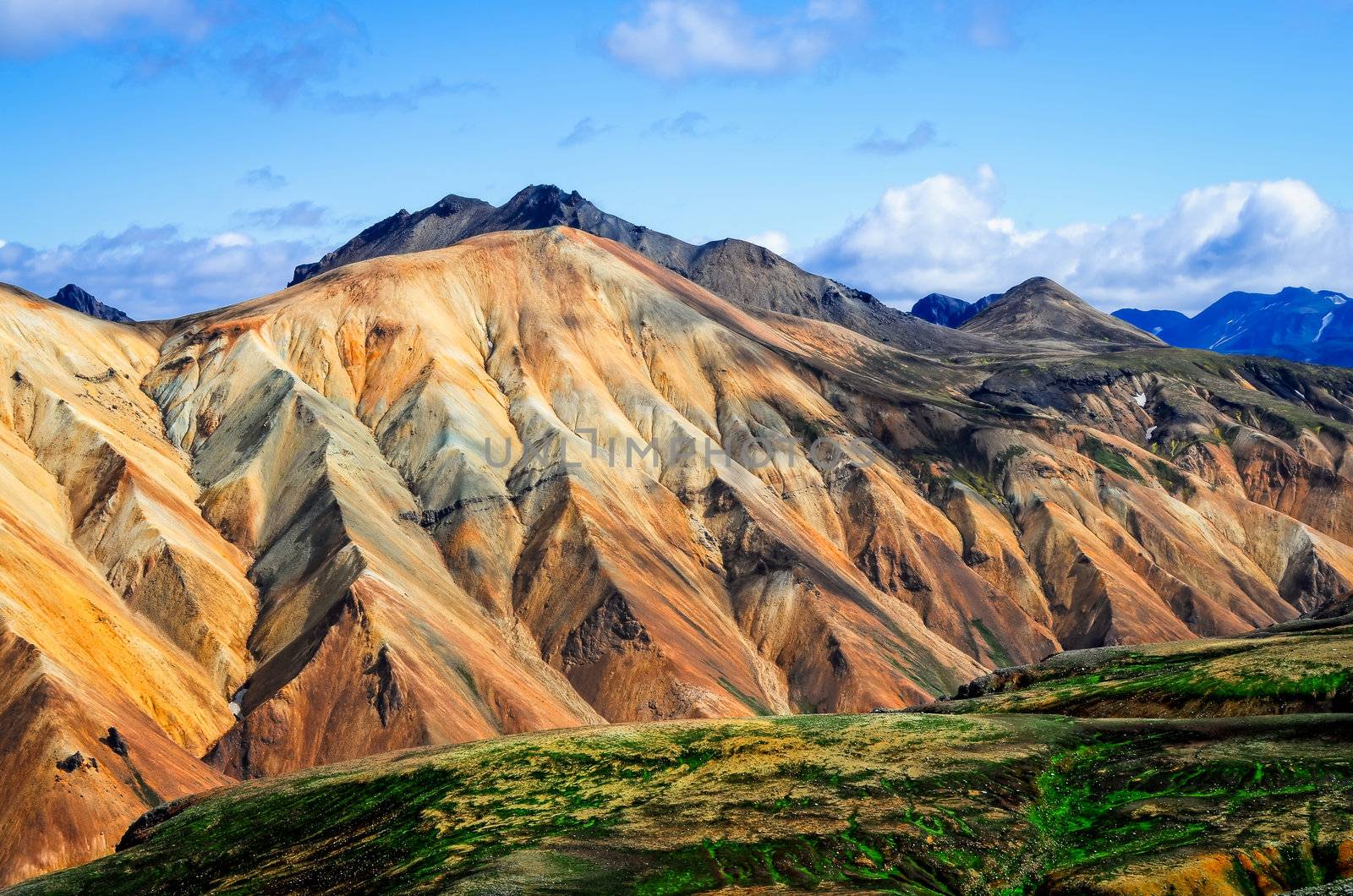 Landmannalaugar colorful mountains landscape view in Iceland