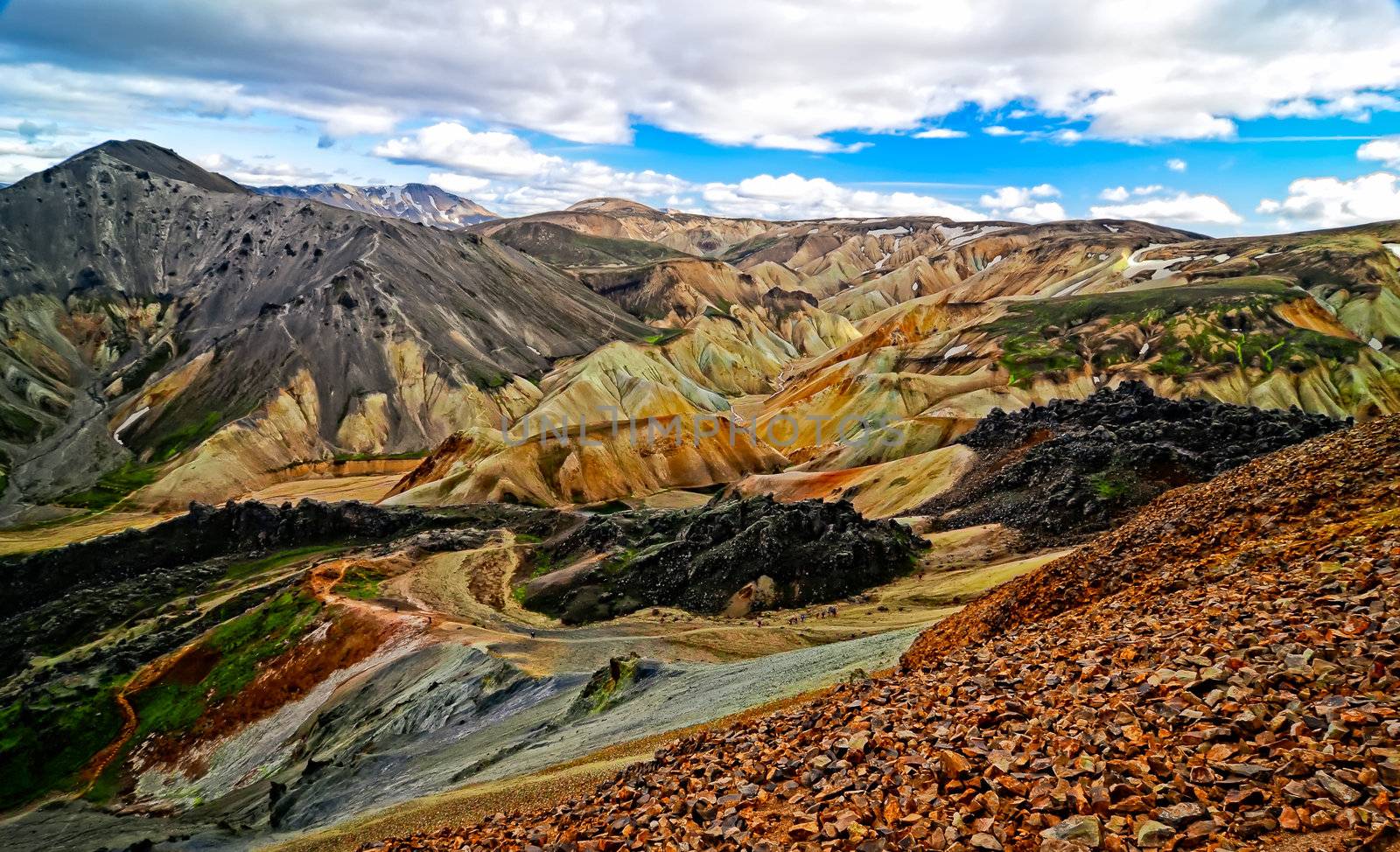 Landmannalaugar colorful mountains landscape view in Iceland