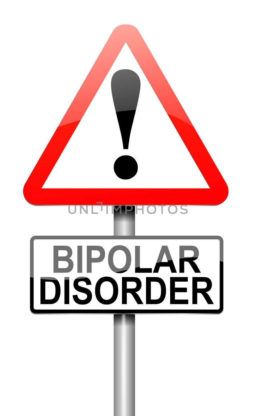 Illustration depicting a roadsign with a bipolar disorder concept. White background.