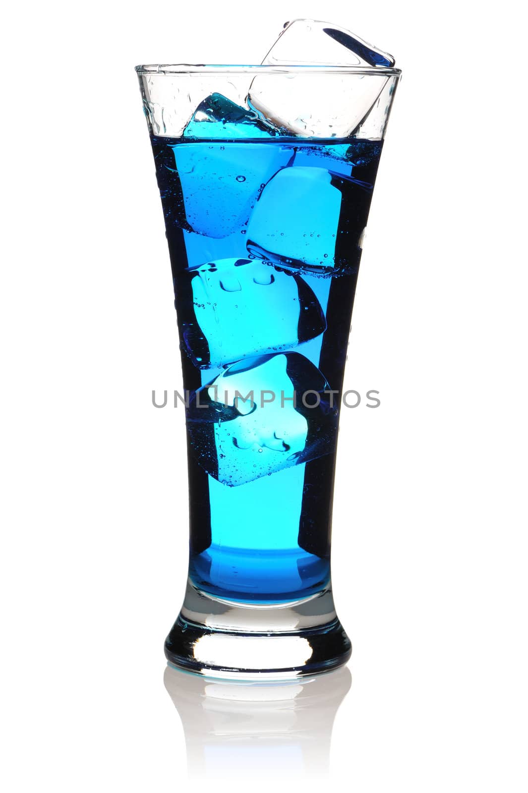 Blue Curacao cocktail isolated on white