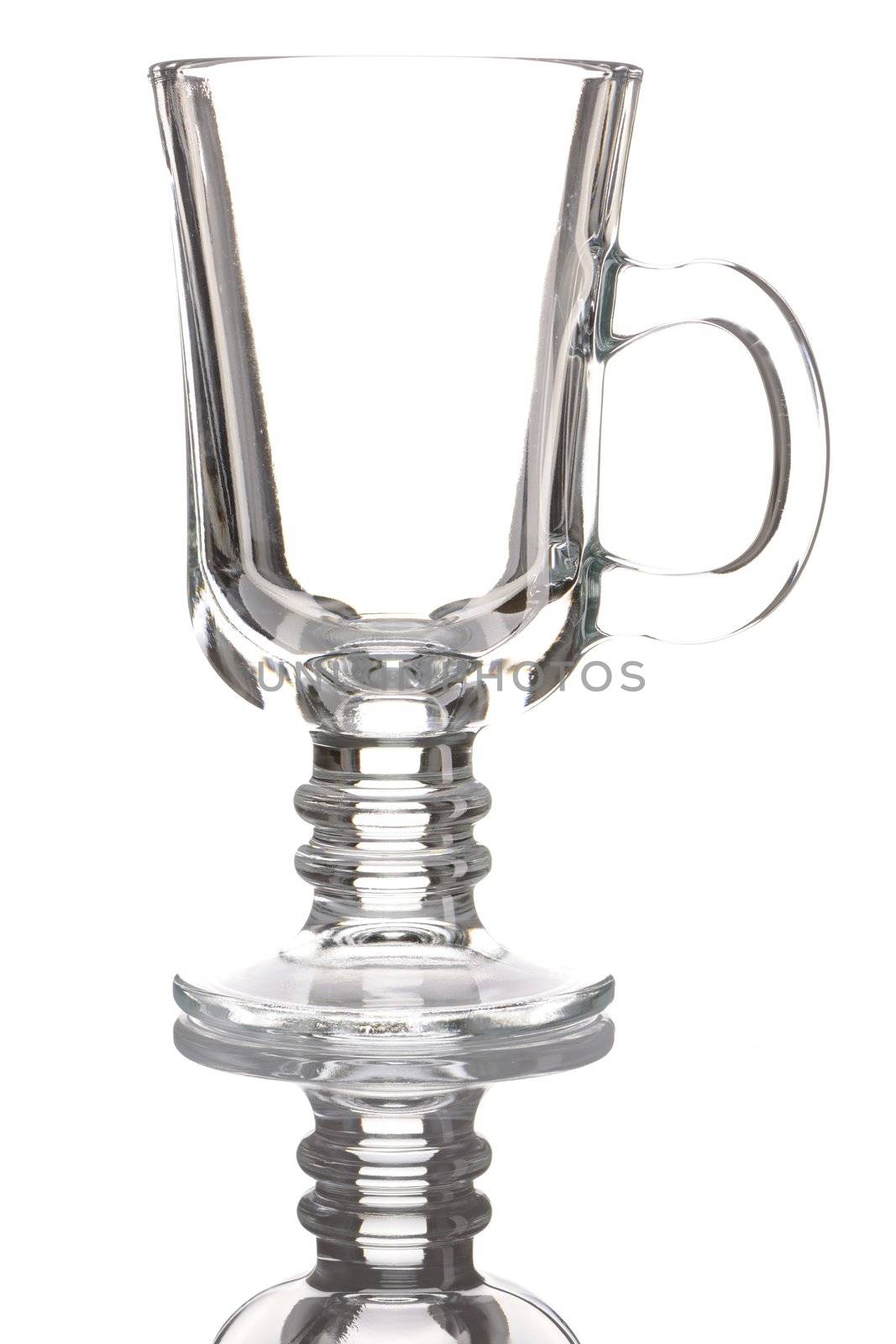 Empty glass isolated on white background with reflection