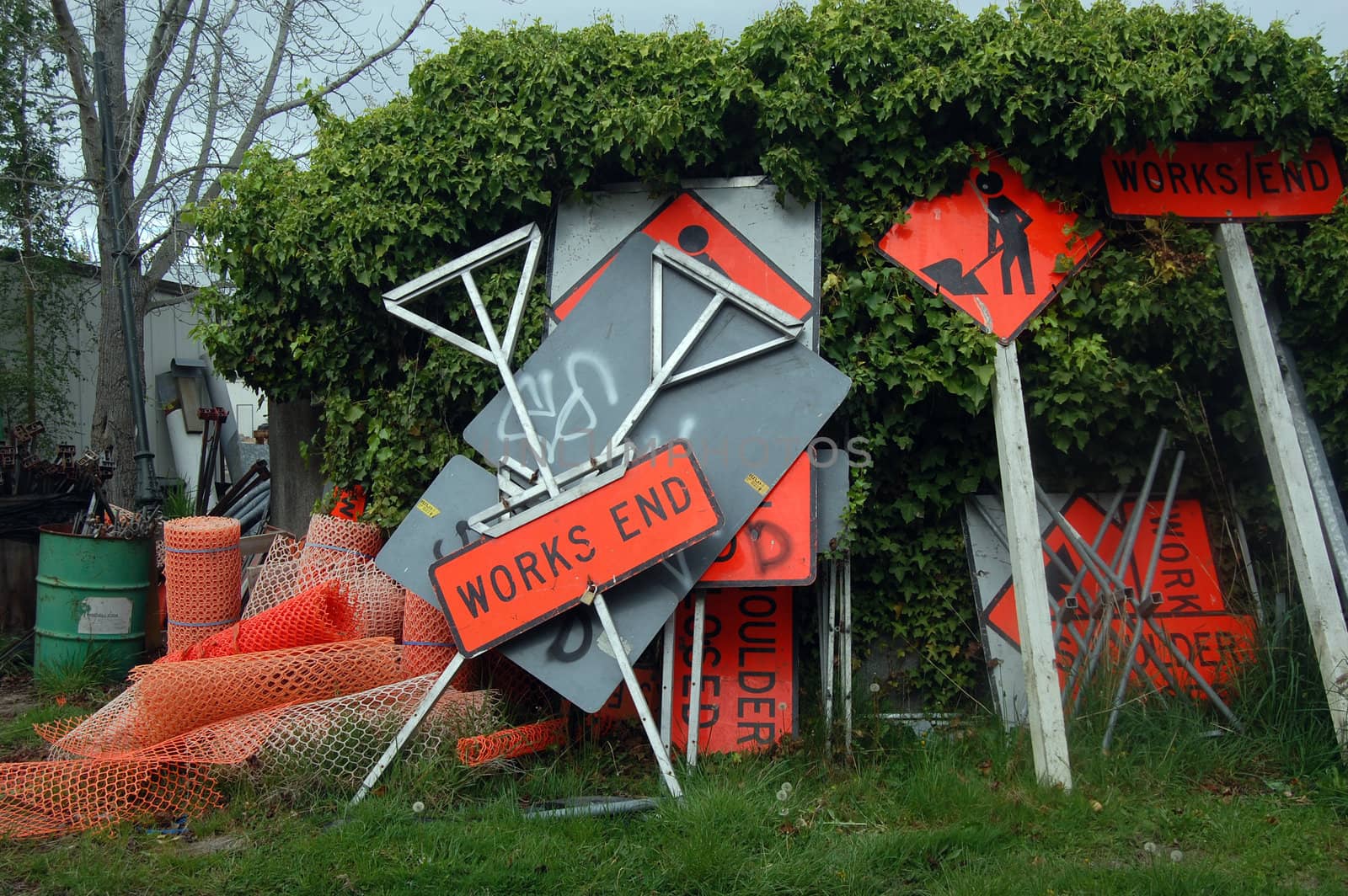 Road signs at service station by danemo