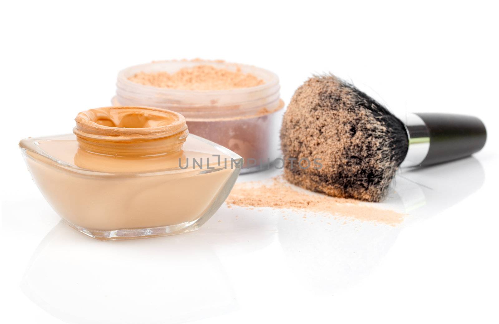 make up powder on white background