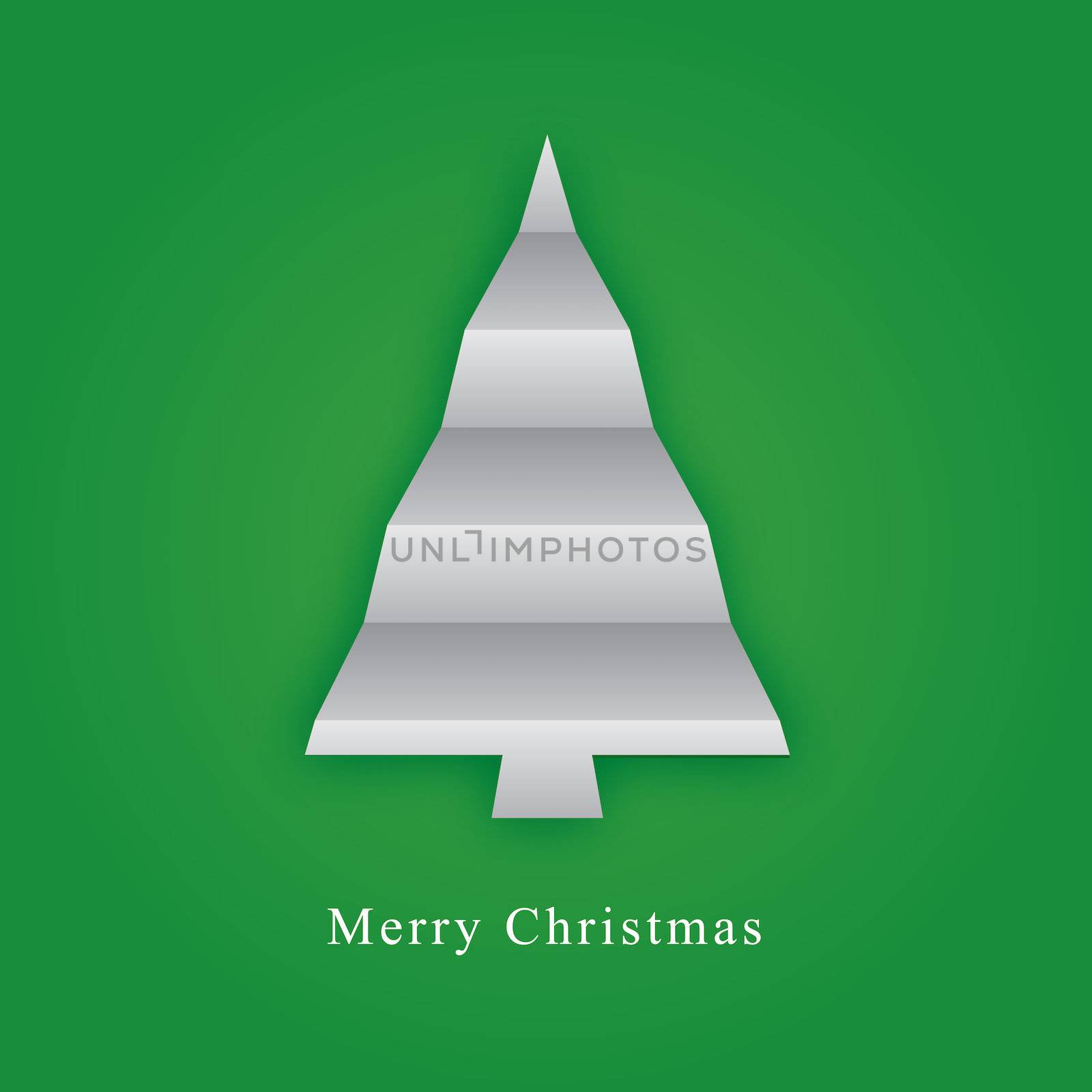 Card with christmas tree made from paper fold