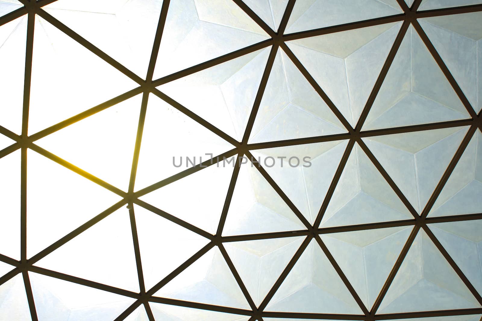 Geometric glass structure of ceiling dome