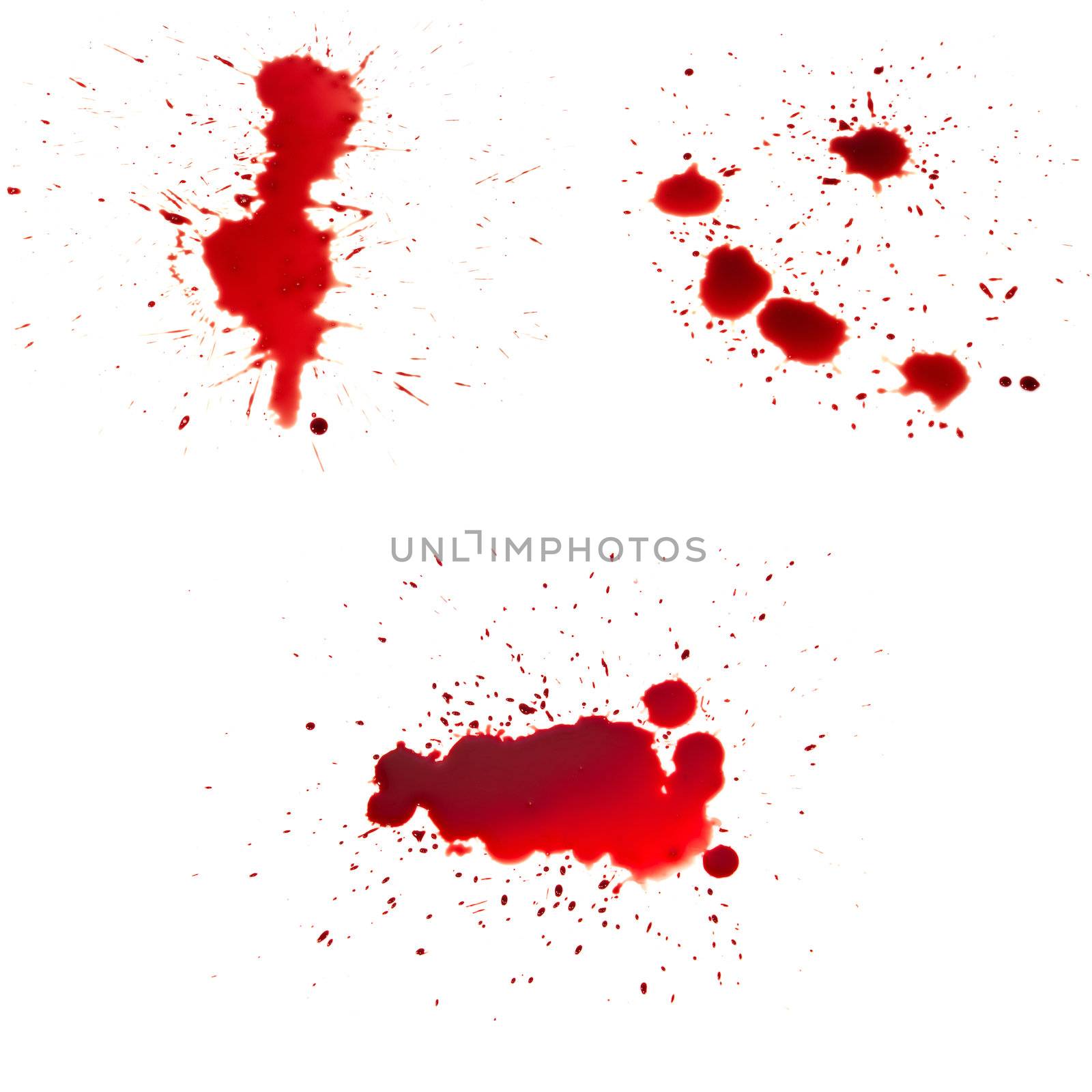 many drop of blood isolated on white background