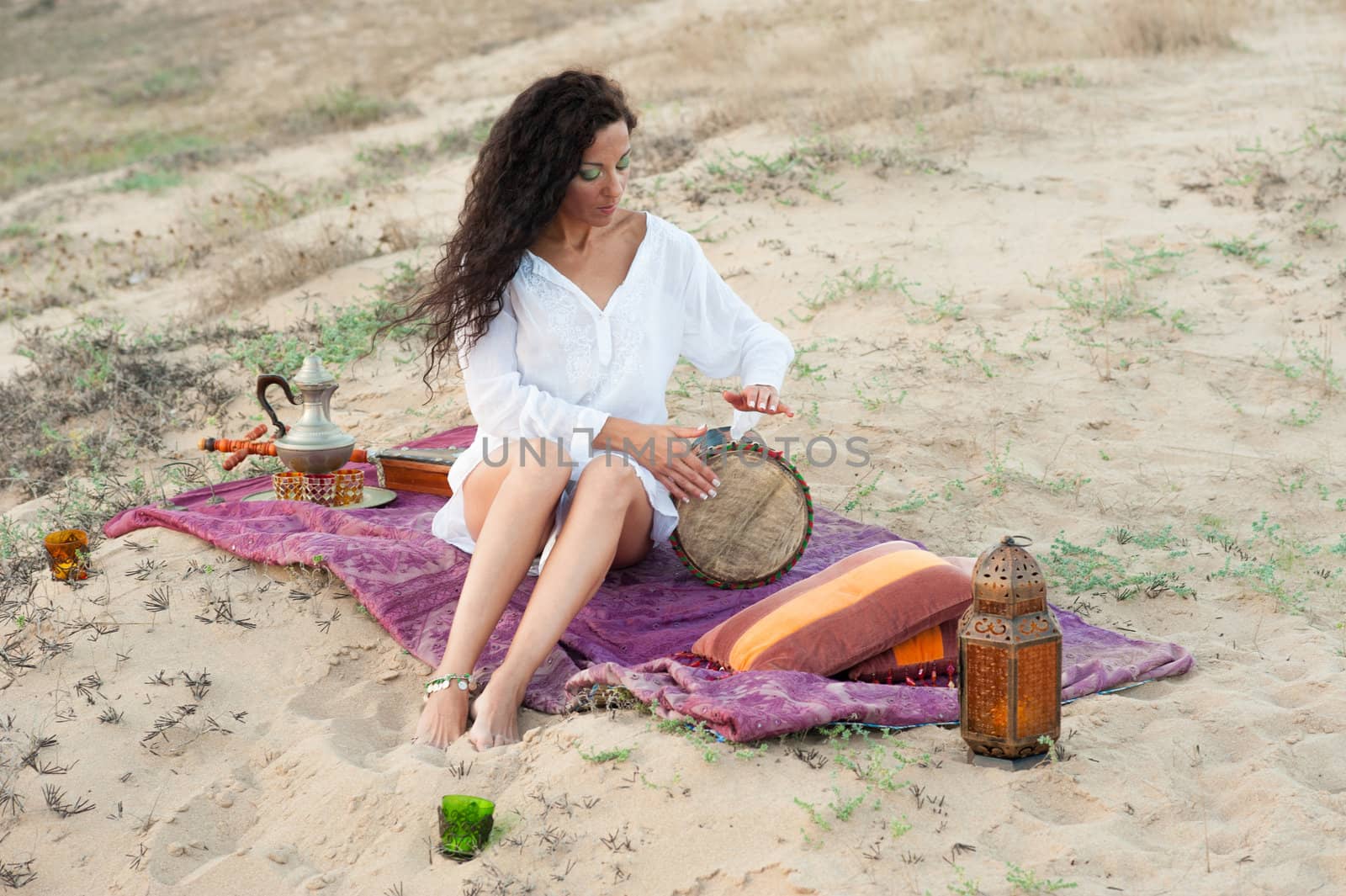 Hispanic woman in a classic African setting