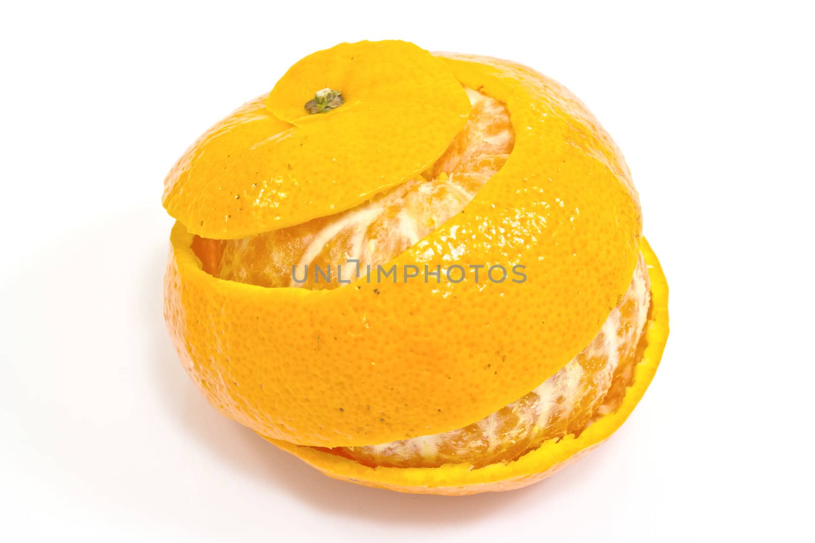 Peel of an orange isolated on white background