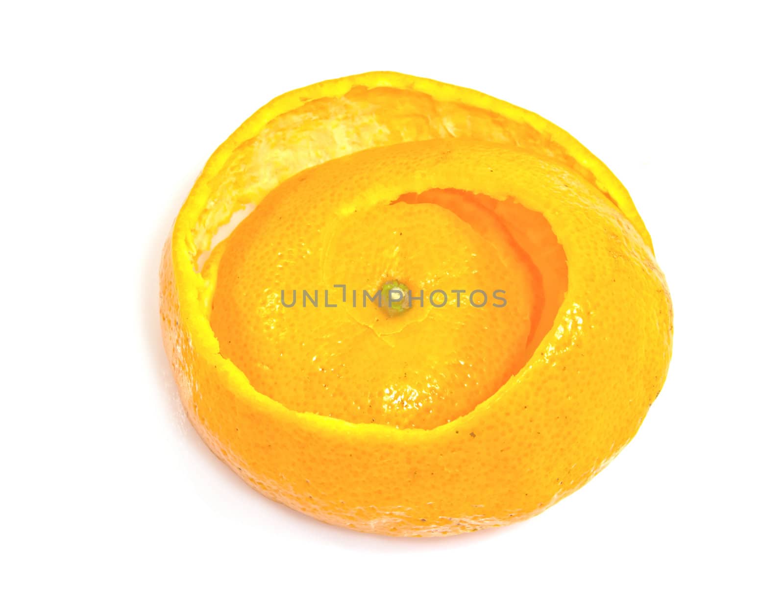 Peel of an orange isolated on white background