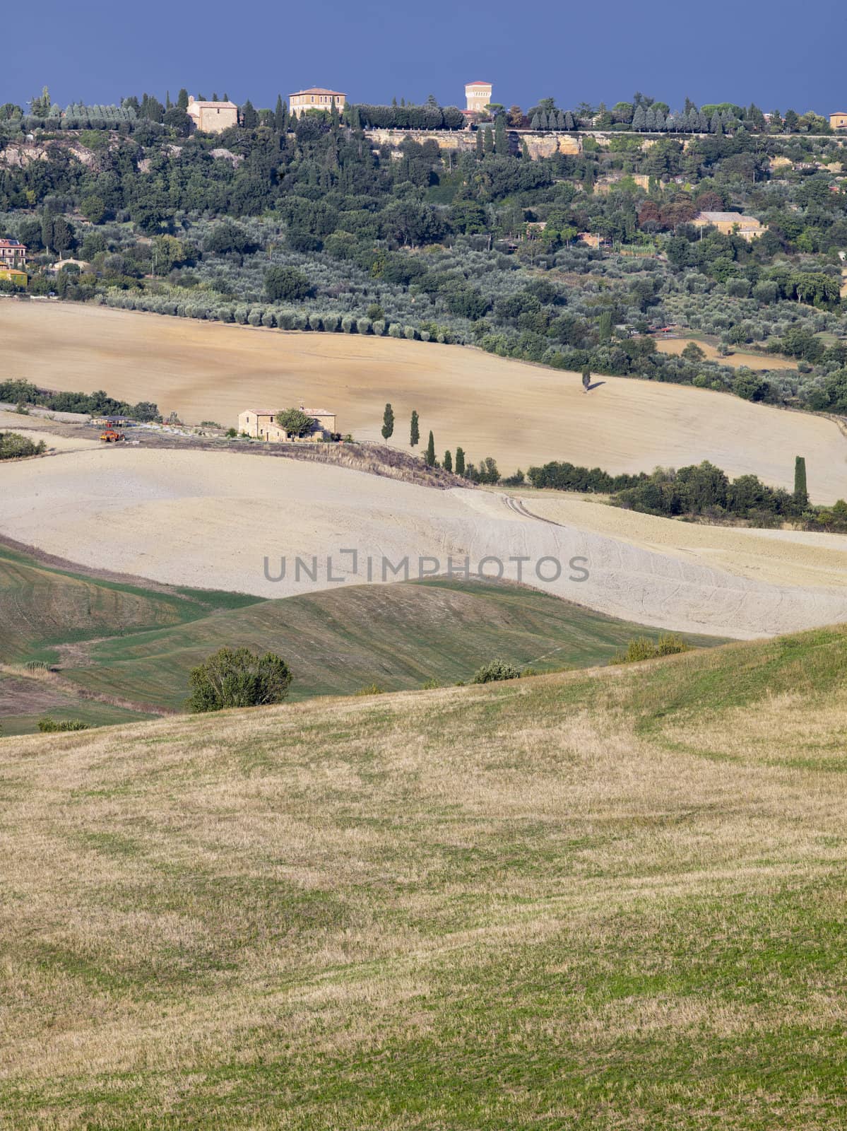 high angle shot of landscape in tuscany