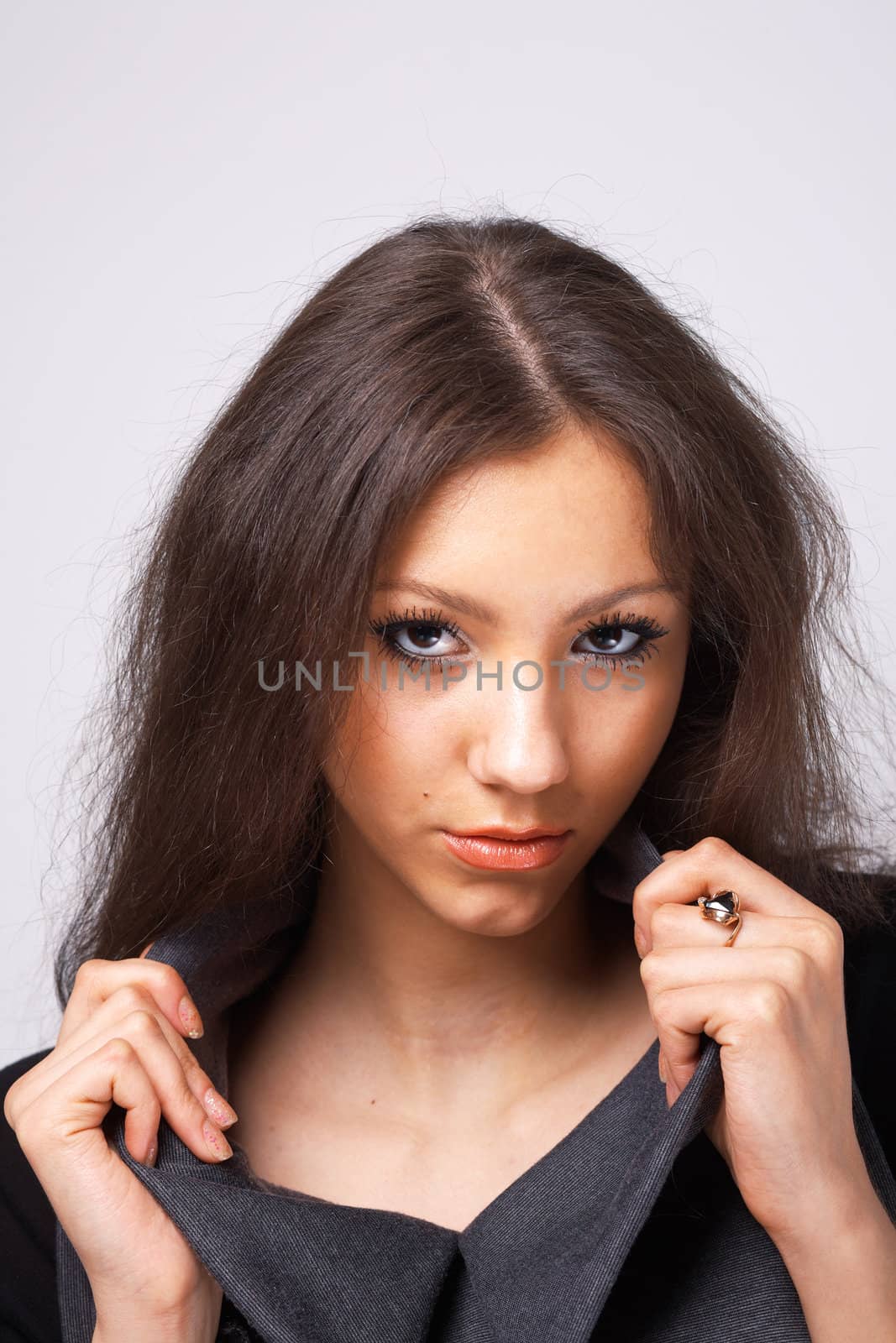 Close-up portrait of a beautiful young model posing