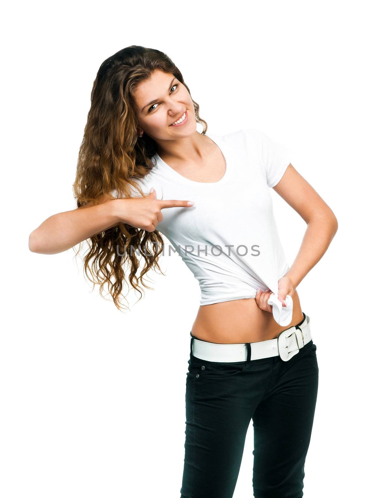 Beautiful women posing with blank white shirts. Ready for your design