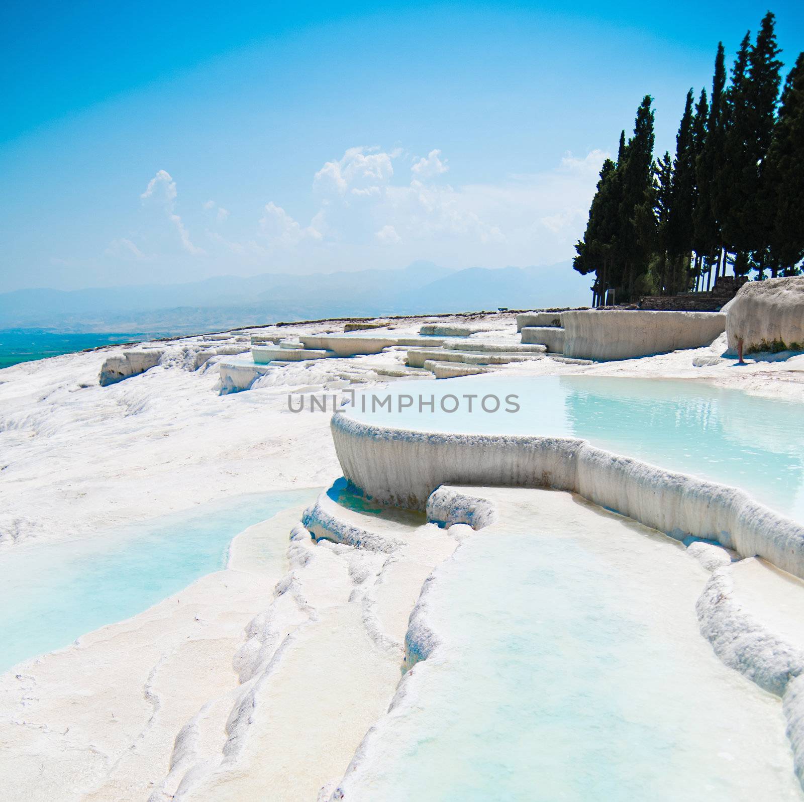 Travertine pools and terraces in Pamukkale Turkey