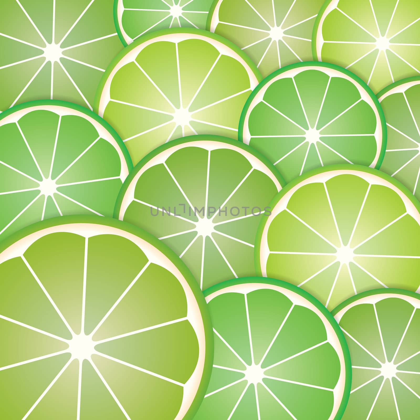 Abstract with pattern limes slices from background