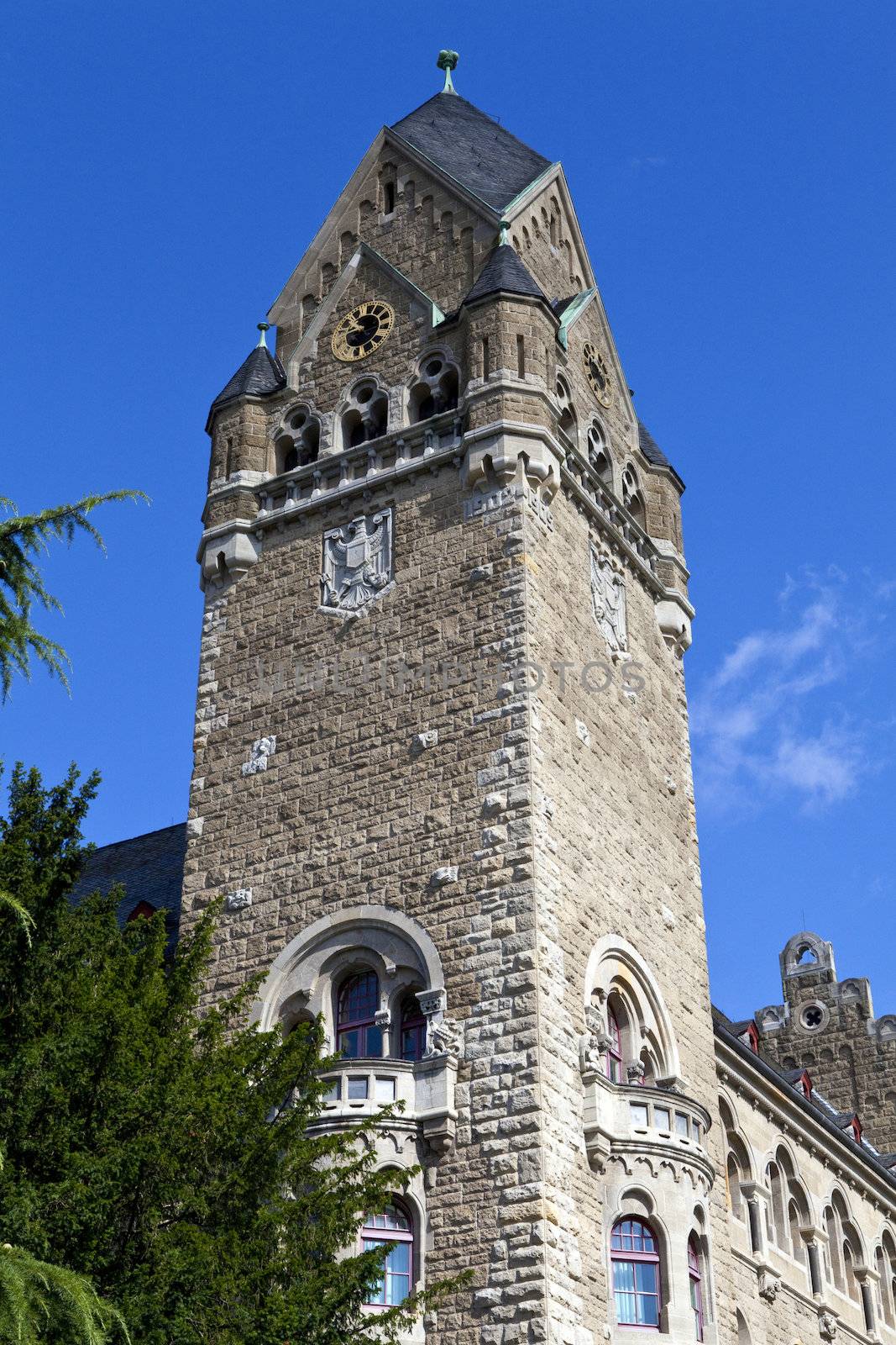 Looking up at the Federal Ministry of Defence Building in Koblenz, Germany.